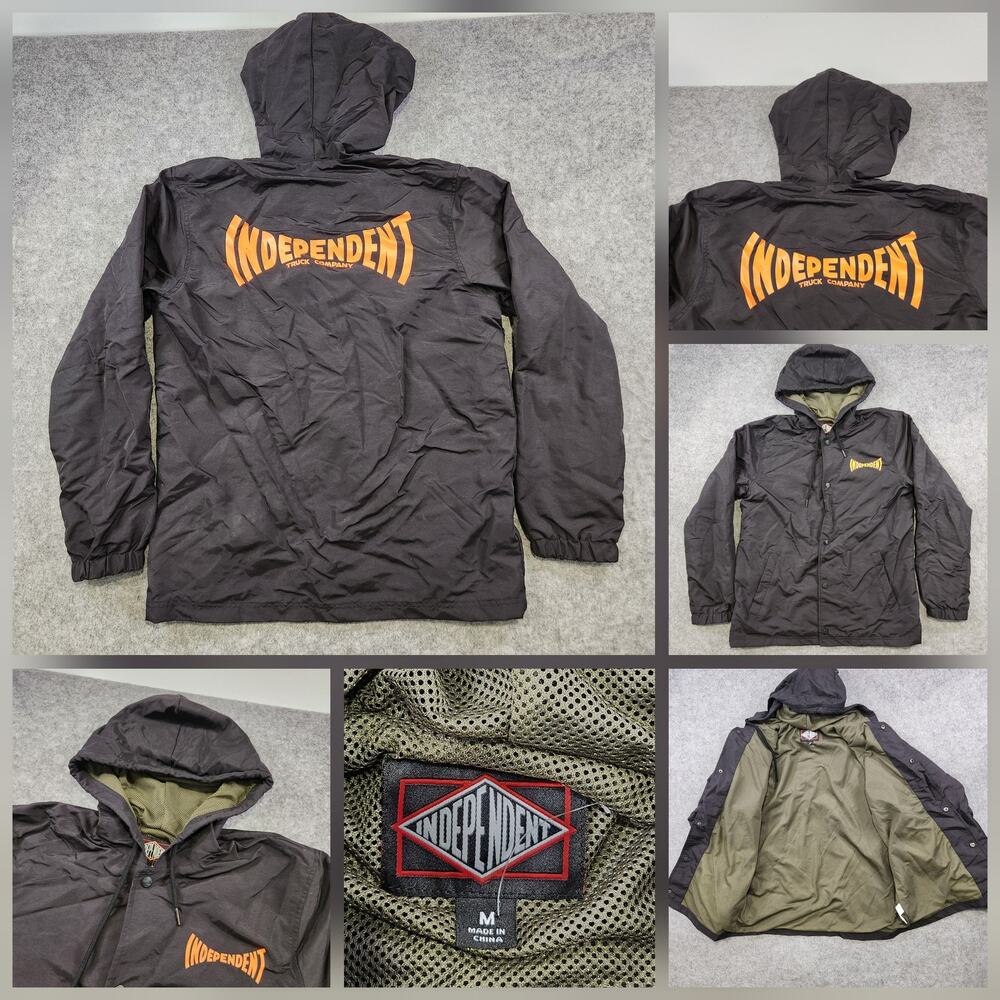 Independent Truck Company Jacket Mens Medium Black Hooded Lined Skate Skateboard